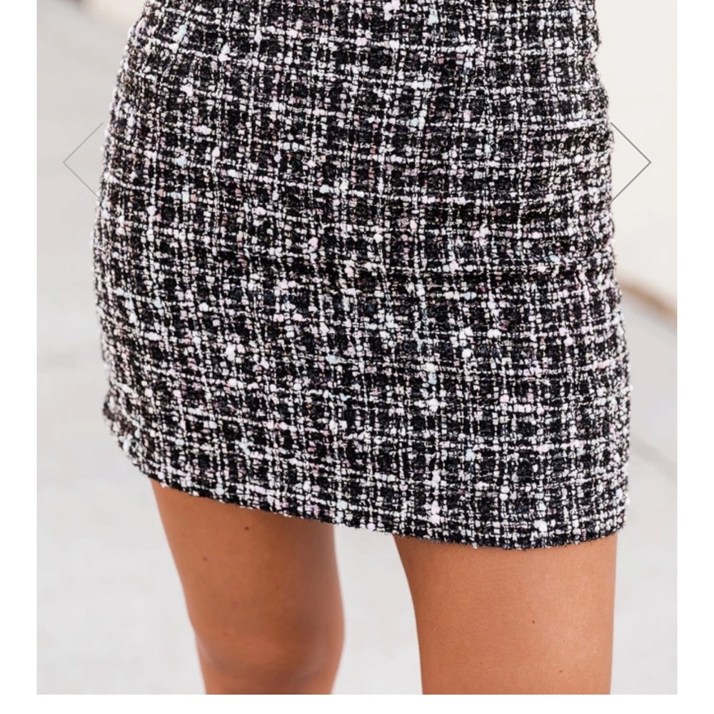 Pink Lily RUN AWAY WITH ME BLACK TWEED SKIRT NWT